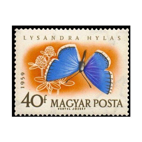 (1959-067) Марка Венгрия Голубянка красивая Бабочки II Θ