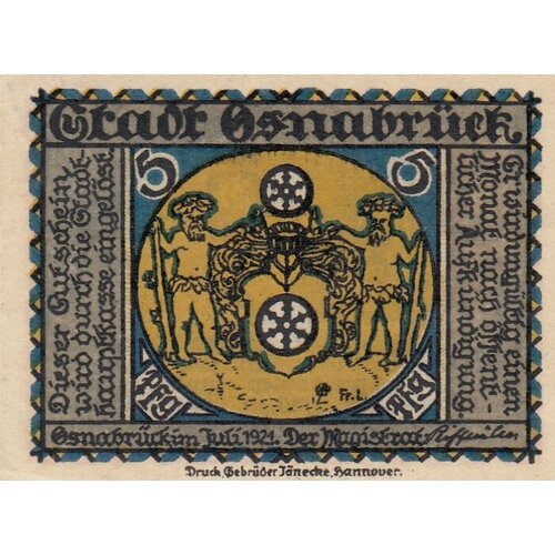 Германия (Веймарская Республика) Оснабрюк 5 пфеннигов 1921 г. (3) германия веймарская республика оснабрюк 5 пфеннигов 1921 г