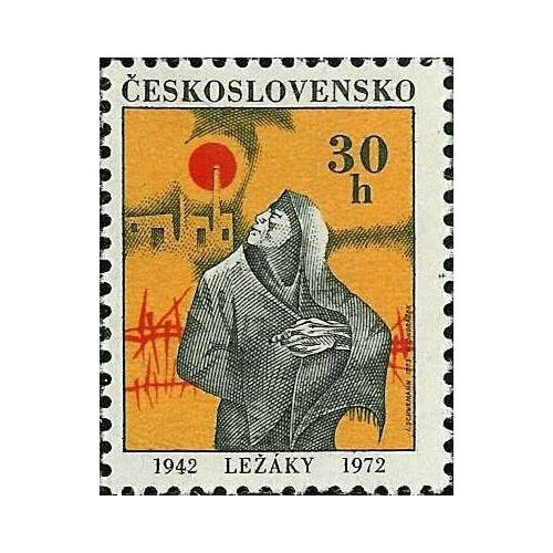 (1972-006) Марка Чехословакия Разрушение Лезаку , III Θ