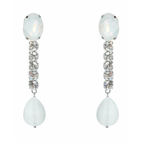 Серьги с подвесками , искусственный камень, кристаллы Swarovski, бесцветный