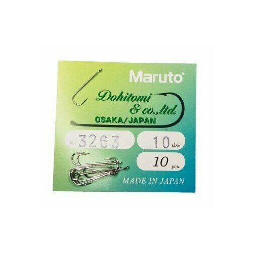 фото Крючок рыболовный универсал maruto 3263 размер № 10 (упак. 10 шт) с покрытием ni