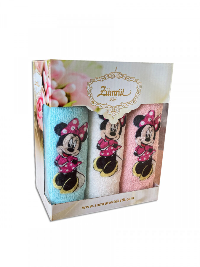 фото Набор полотенец 30x50 (3 шт) 523 микки маус V3-2 DF (голубой-розовый), Комплект полотенец (3 шт)