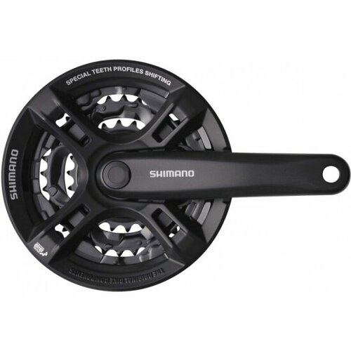 Система Shimano Tourney TX, FC-M171A, 48/38/28T, 3x6/7/8 скоростей, 170мм, квадрат, с защитой, черно-серебристая система shimano tourney fc ty301 170мм кв 48 38 28t