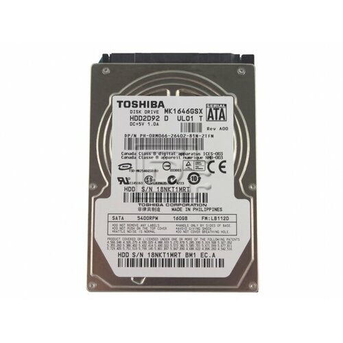 Жесткий диск Toshiba MK1655GSX 160Gb 5400 SATAII 2,5 HDD жесткий диск samsung hs16vjf 160gb 5400 sataii 1 8 hdd