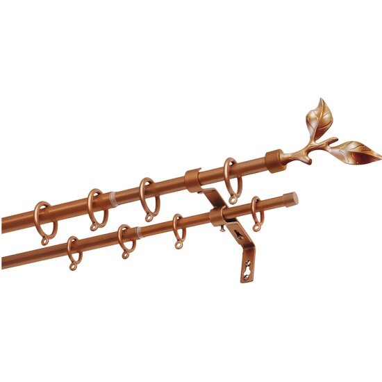 фото Карниз раздвижной УЮТ Бук, двухрядный, 19мм, медь, 120-210см