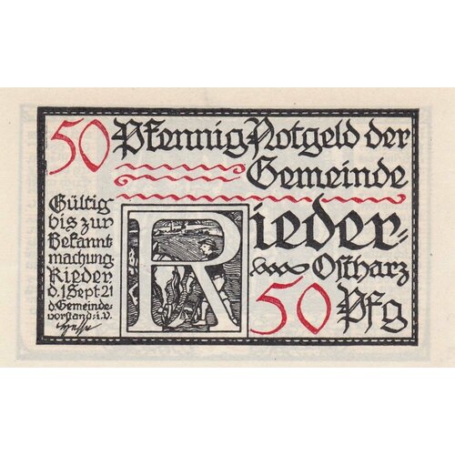 Германия (Веймарская Республика) Ридер 50 пфеннигов 1921 г. (Вид 2) (№4)