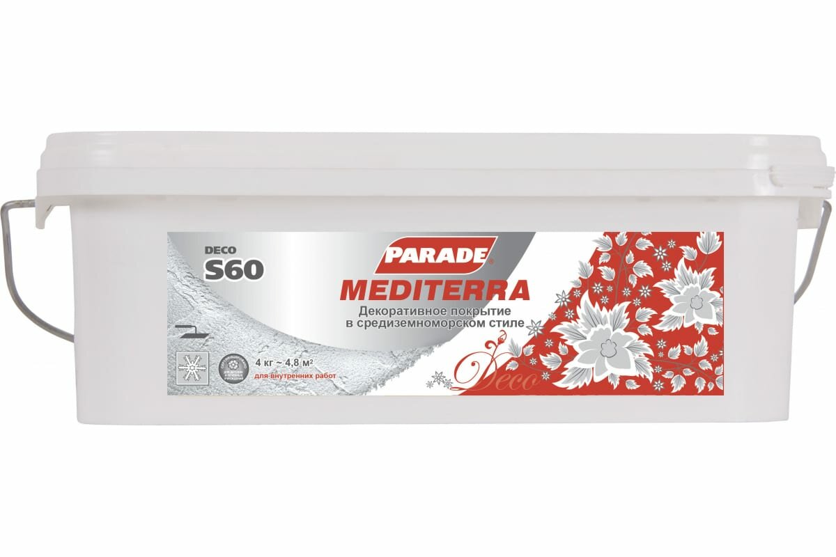фото Декор. покрытие с эф. средиземн. PARADE DECO Mediterra S60 Белый 4кг Россия