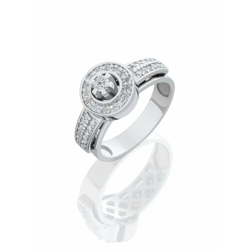 Кольцо обручальное Гатамов, белое золото, 585 проба, родирование, бриллиант, размер 16, серебряный, белый