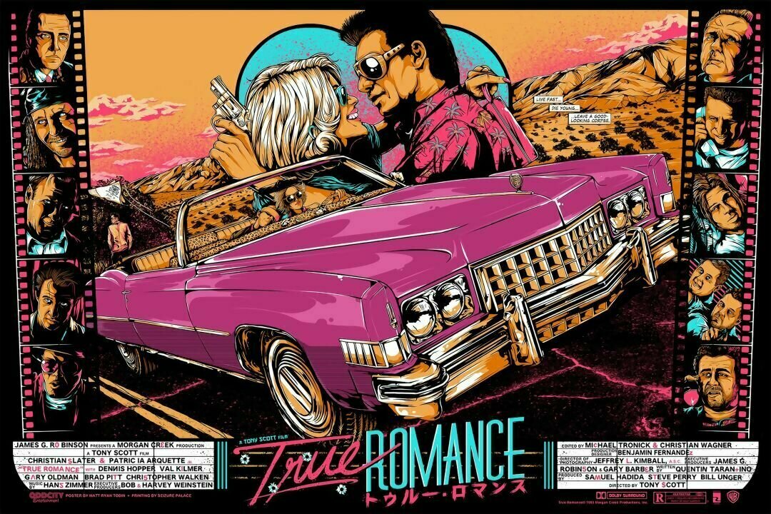 Плакат постер на холсте True Romance/Настоящая любовь. Размер 21 х 30 см