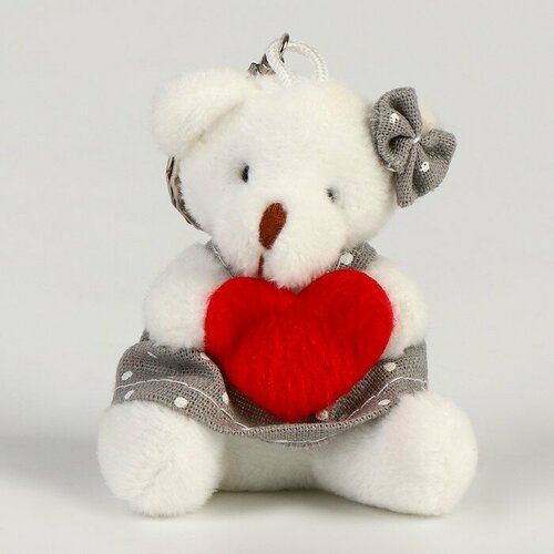 мягкая игрушка медведь с сердцем цвета микс Мягкая игрушка «Медведь с сердцем» на брелоке, виды микс