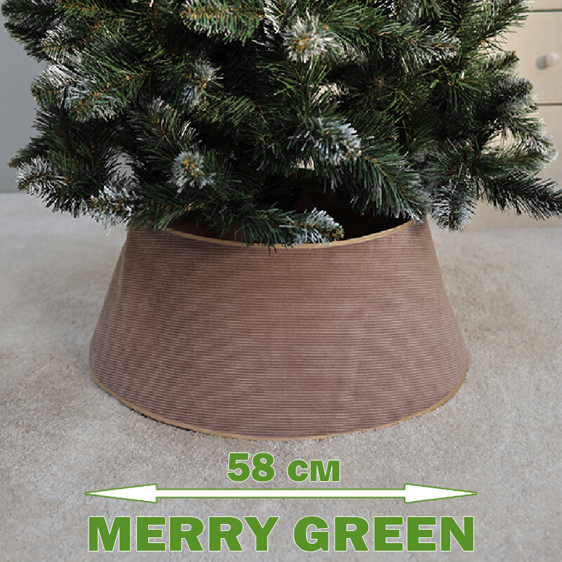 Корзина под елку до 180см (d58см, h25см), вельвет, цвет серо-бежевый