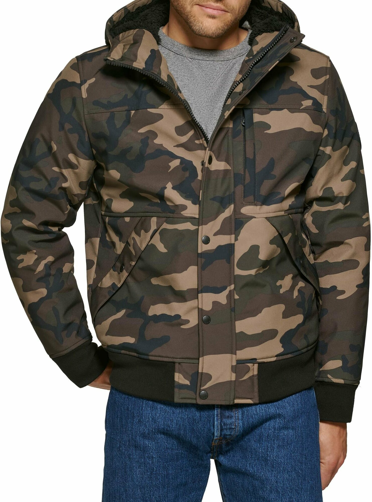 Куртка Men Soft Shell Sherpa Lined Hoody Bomber Jacket