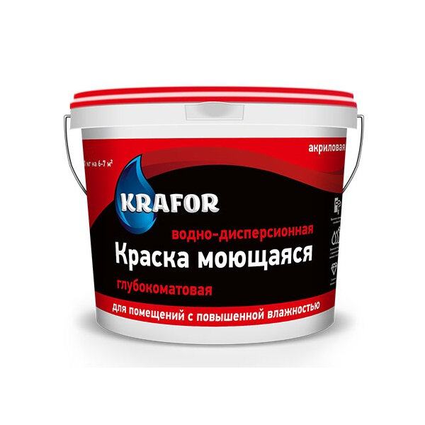 Краска Krafor ВД интерьерная глубокоматовая 3 кг