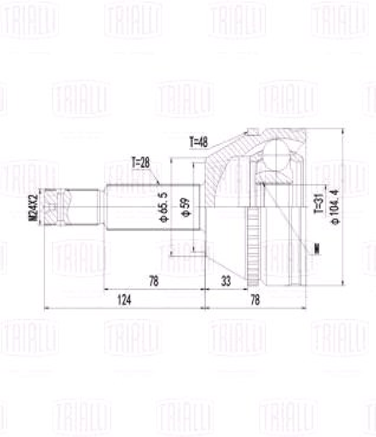 ШРУС наружный для автомобилей Ford Transit Tourneo (06-) 2.2TDCi (31 шлц.) ABS TRIALLI - фото №14