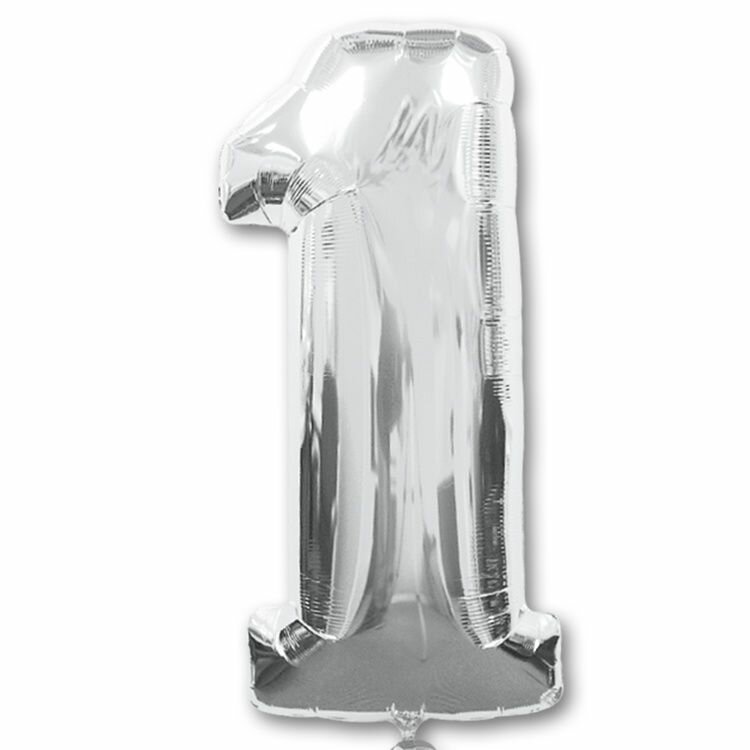 Воздушный шар Anagram фольгированный, цифра 1, Silver