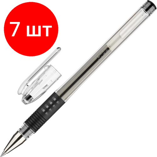 Комплект 7 штук, Ручка гелевая неавтомат. PILOT BLGP-G1-5 резин. манжет. черная 0.3мм