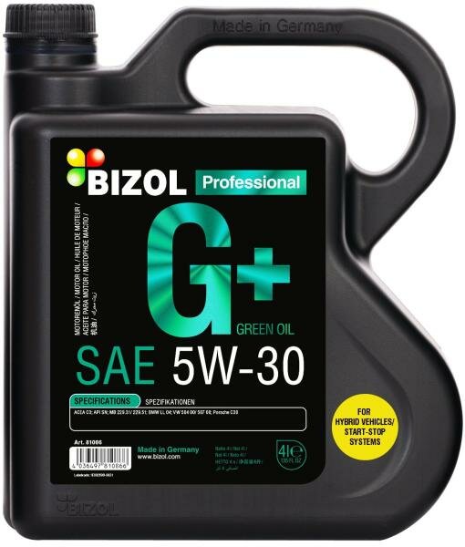 Масло моторное Bizol Green Oil+ 5W-20 SN A1/B1 Gf-5, синтетическое, 4 л .