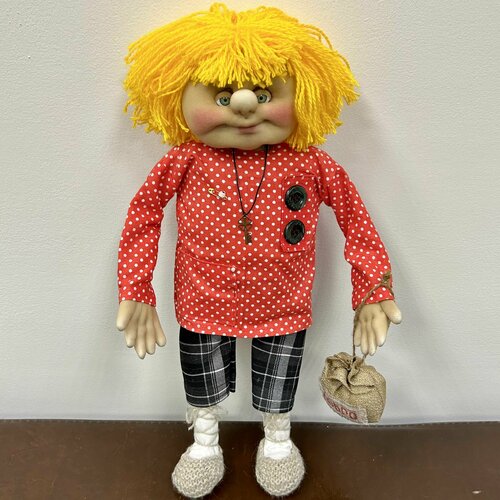 Домовой Кузя с жёлтыми волосами 50 см