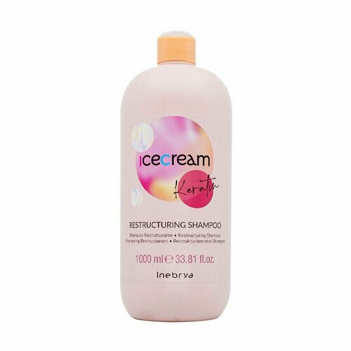 Inebrya Шампунь кератиновый укрепляющий Ice Cream Restructuring Shampoo Keratin, 1000 мл.