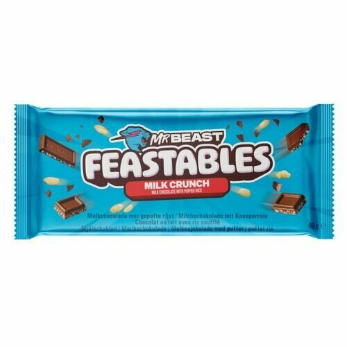 Шоколад молочный Mr Beast Feastables с воздушным рисом, 60 гр