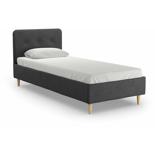 Кровать 90х200 односпальная с кроватным основанием Salotti дримс 90 велюр Тако тёмно-серый