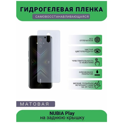 Гидрогелевая защитная пленка для телефона NUBIA Play, матовая, противоударная, гибкое стекло, на заднюю крышку