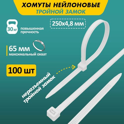 Стяжка кабельная (хомут стяжной) REXANT 67-0250-5 4.8 х 250  мм 100 шт.
