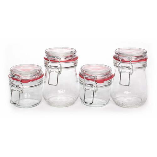Набор банок 0,25л и 0,5л с замком, 4шт.