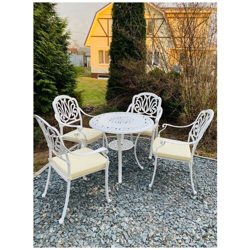 Обеденная группа из литого алюминия стол винтаж 