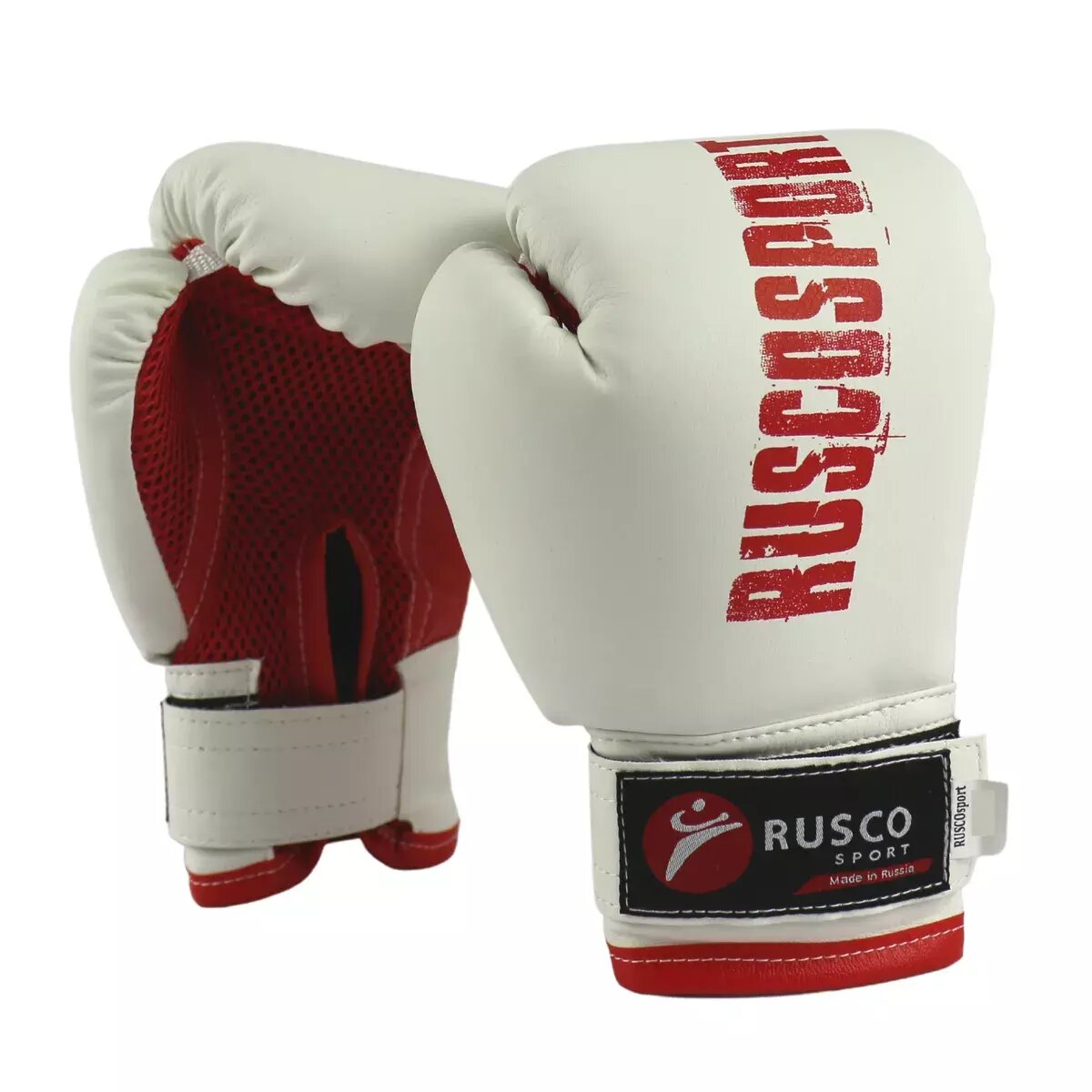 Перчатки боксерские RuscoSport бело-красный 6 oz (унций)