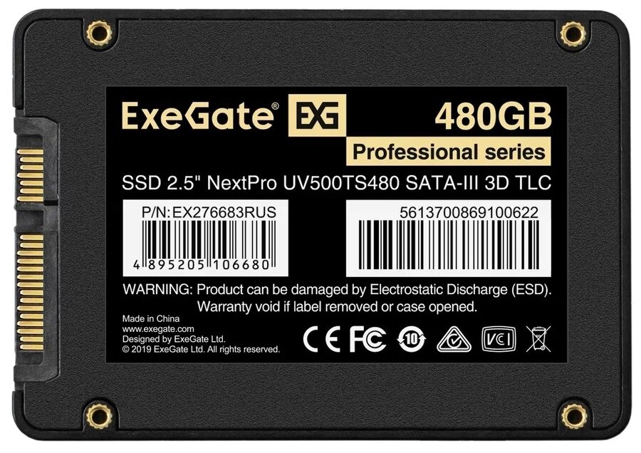 Накопитель SSD Exegate NextPro 2.5" 480GB UV500TS480 (SATA-III, 3D TLC) (EX276683RUS) - фото №3