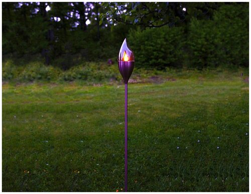 Садовый светильник Solar OLYMPUS на солнечной батарее, медный, янтарный LED-огнь, 115х8 см, STAR trading 480-02