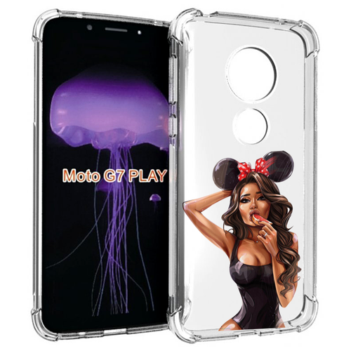 Чехол MyPads девушка-с-грейпфрутом женский для Motorola Moto G7 Play задняя-панель-накладка-бампер