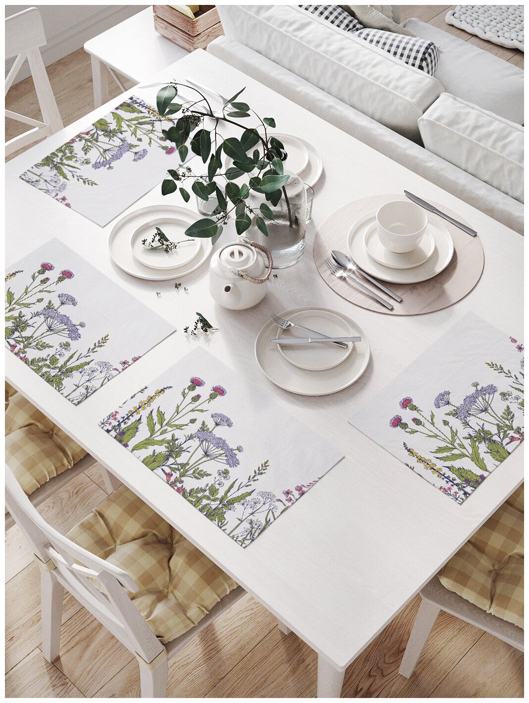 Комплект салфеток JoyArty "Полевые цветы и травы" для сервировки стола (32х46 см, 4 шт.)