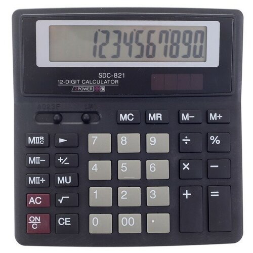 Калькулятор настольный, 12 - разрядный, SDC-821, двойное питание, 1 шт.