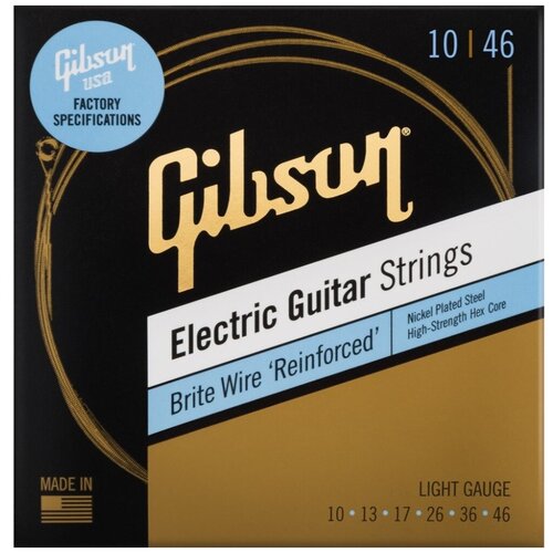 Струны для электрогитары Gibson SEG-BWR10 BRITE WIRE REINFORCED ELECTIC GUITAR STRINGS LIGHT GAUGE