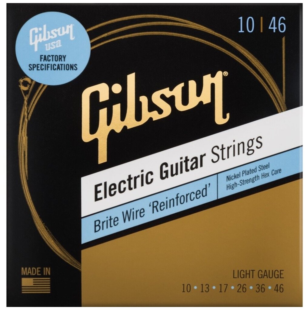 Струны для электрогитары .010-.046 - GIBSON SEG-BWR10 BRITE WIRE REINFORCED ELECTIC GUITAR STRINGS LIGHT GAUGE