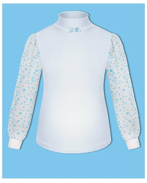 Белый школьный джемпер (блузка) для девочки 82121-ДШ19 40/158