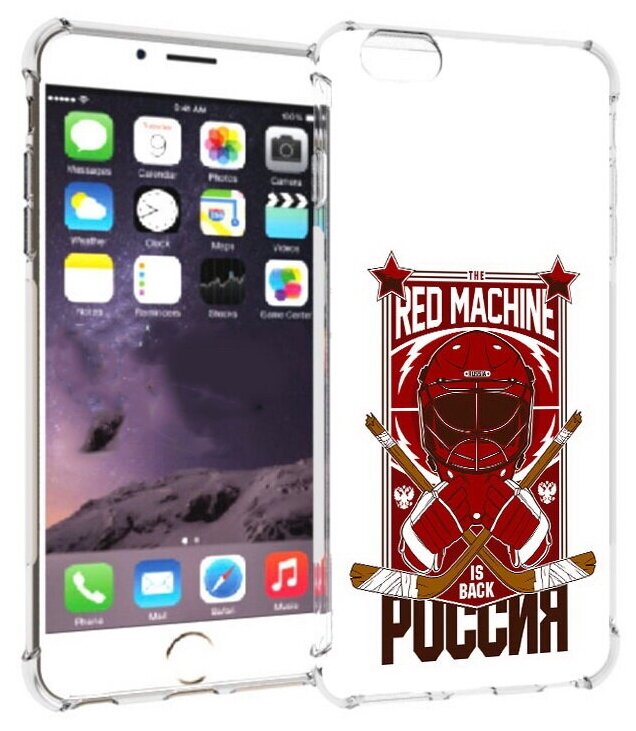 Чехол задняя-панель-накладка-бампер MyPads хоккей россия для iPhone 6 plus/ 6S plus 5.5 (Айфон 6/6С+ плюс) противоударный