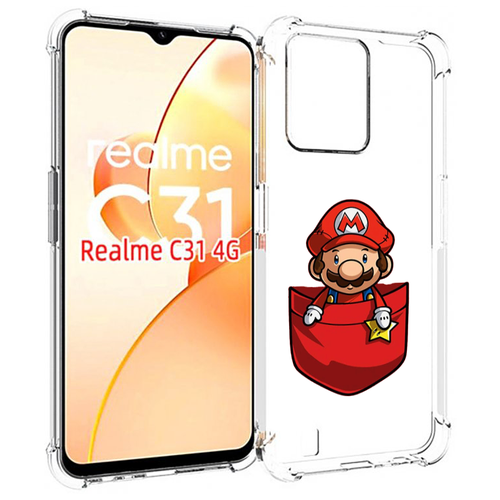 Чехол MyPads марио в кармашке детский для OPPO Realme C31 задняя-панель-накладка-бампер