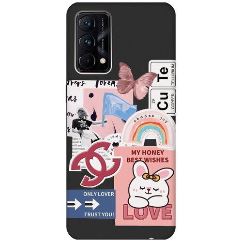 Матовый чехол Cute Stickers для Realme GT Master Edition / Рилми ГТ Мастер Едишн с 3D эффектом черный матовый чехол climbing для realme gt master edition рилми гт мастер едишн с 3d эффектом черный