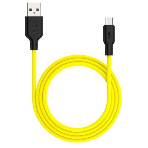 Кабель Hoco X21 Plus USB - MicroUSB, 1 м, 1 шт., черный/желтый кабель hoco x21 plus usb micro usb 2 4а 0 25 м силикон клипса чёрно красный