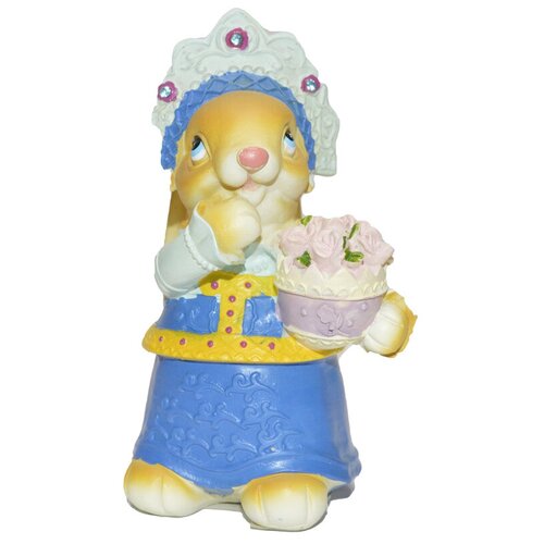 Статуэтки для интерьера Статуэтка Крольчиха с Розами цвет жёлтый синий 11 см Символ года 199₽