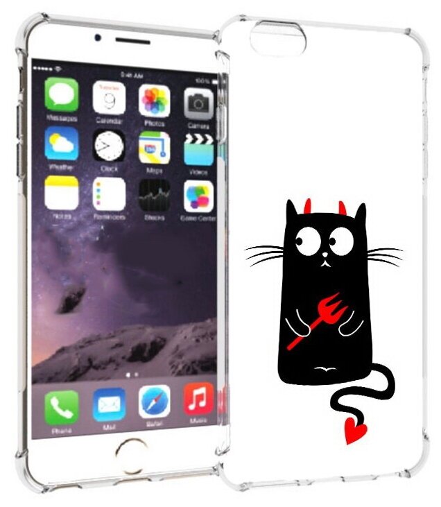 Чехол задняя-панель-накладка-бампер MyPads Кот демон для iPhone 6 plus/ 6S plus 5.5 (Айфон 6/6С+ плюс) противоударный