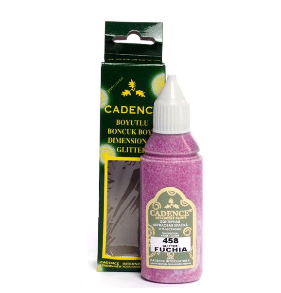 Краска акриловая контурная Cadence Glitter Dimensional Paint, 50 ml. Fuchsia-458