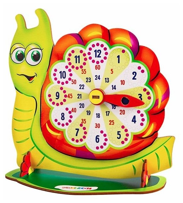 Часы детские из дерева Улитка, настольные обучающие игры для детей учим время, развивающие игрушки, часы для обучения детей времени