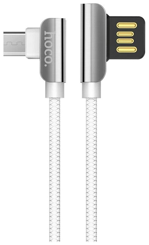 Кабель USB - micro USB 1.2м угловой Hoco U42 Exquisite Steel - Белый