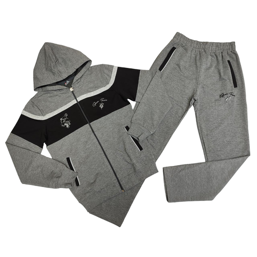 фото Спортивная форма simart для мальчиков, олимпийка и брюки, размер 146, серый, черный