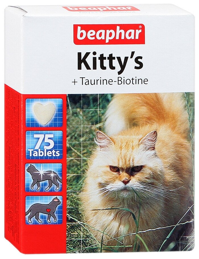 Кормовая добавка Beaphar Kitty's Taurine + Biotin , 75 таб.