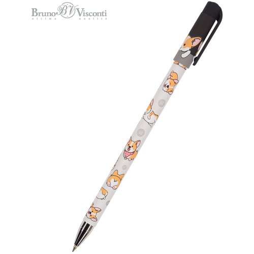 Ручка BrunoVisconti, шариковая, 0.5 мм, синяя, HappyWrite «забавные корги», Арт. 20-0215/34